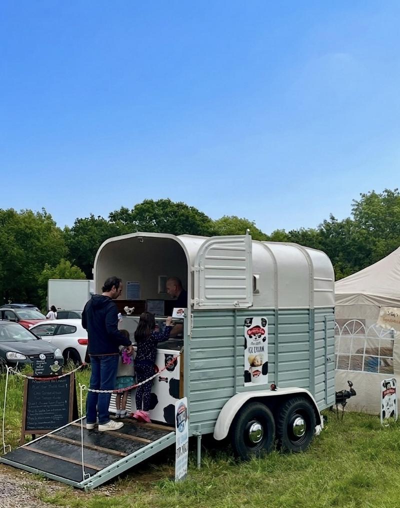 Serving ice cream at an outdoor event