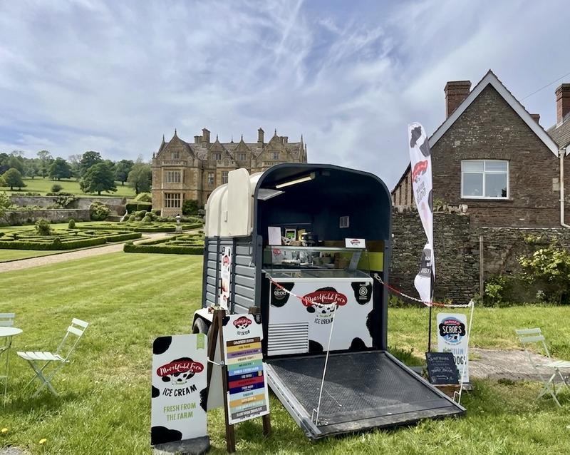 The horse trailer set up at a country estate